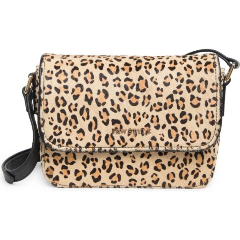 F&W Style Roxy Leopard Print Leather Shoulder Bag